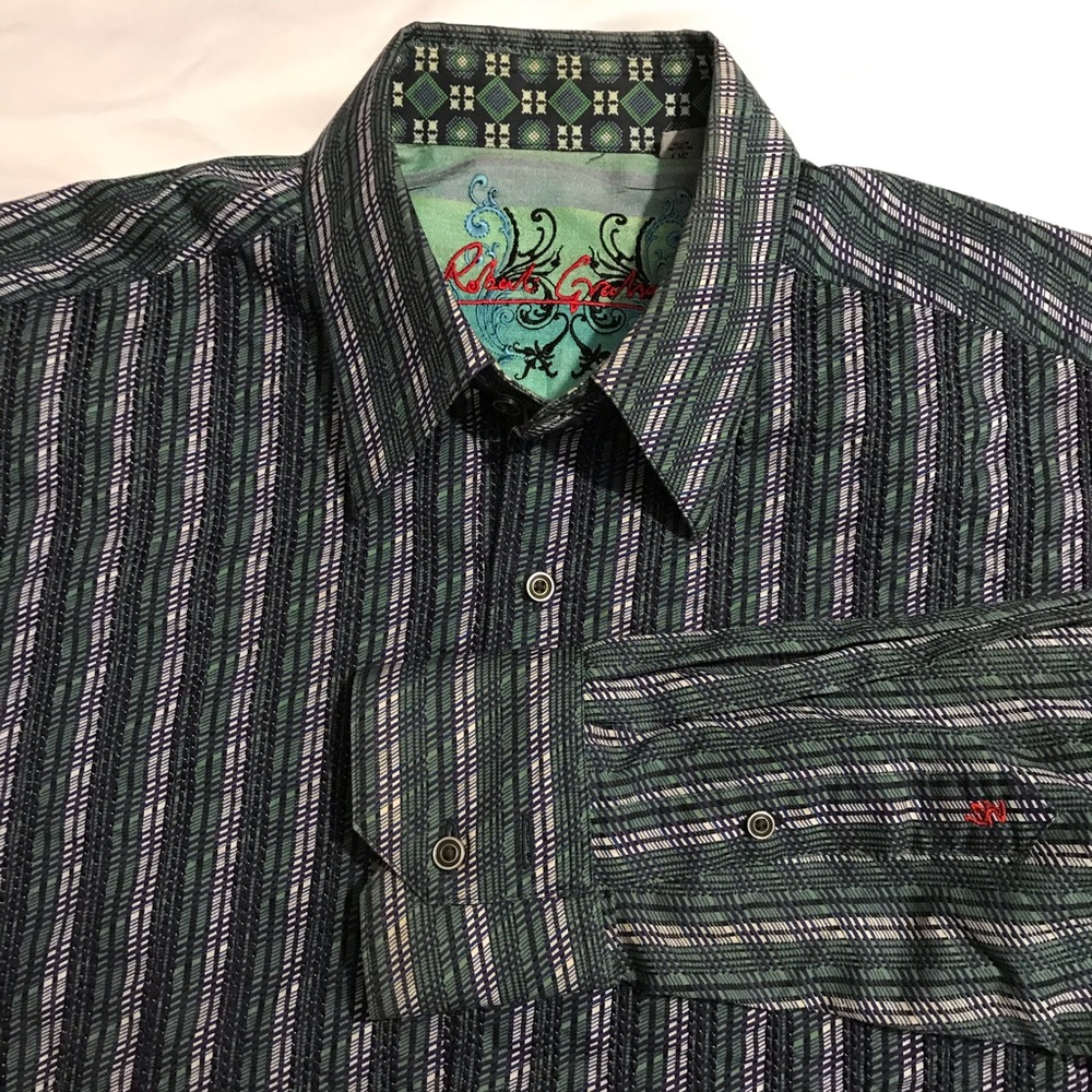 Robert Graham Flip Cuff Long Sleeve Large Shirt